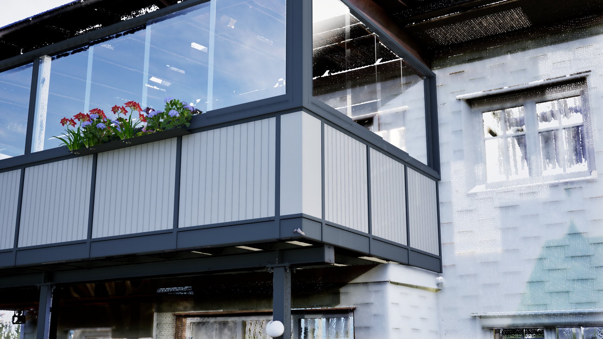 3D Rendering Sommergarten Vergleich